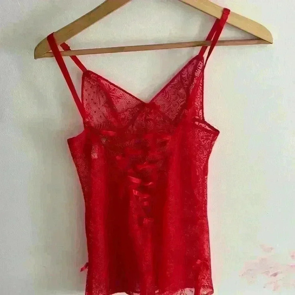 Victoria's Secret Lace-Up lace Teddy in Lipstick Red - Picture 1 of 4